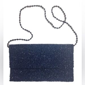 Moyna New York Beaded Envelope Clutch Navy EUC